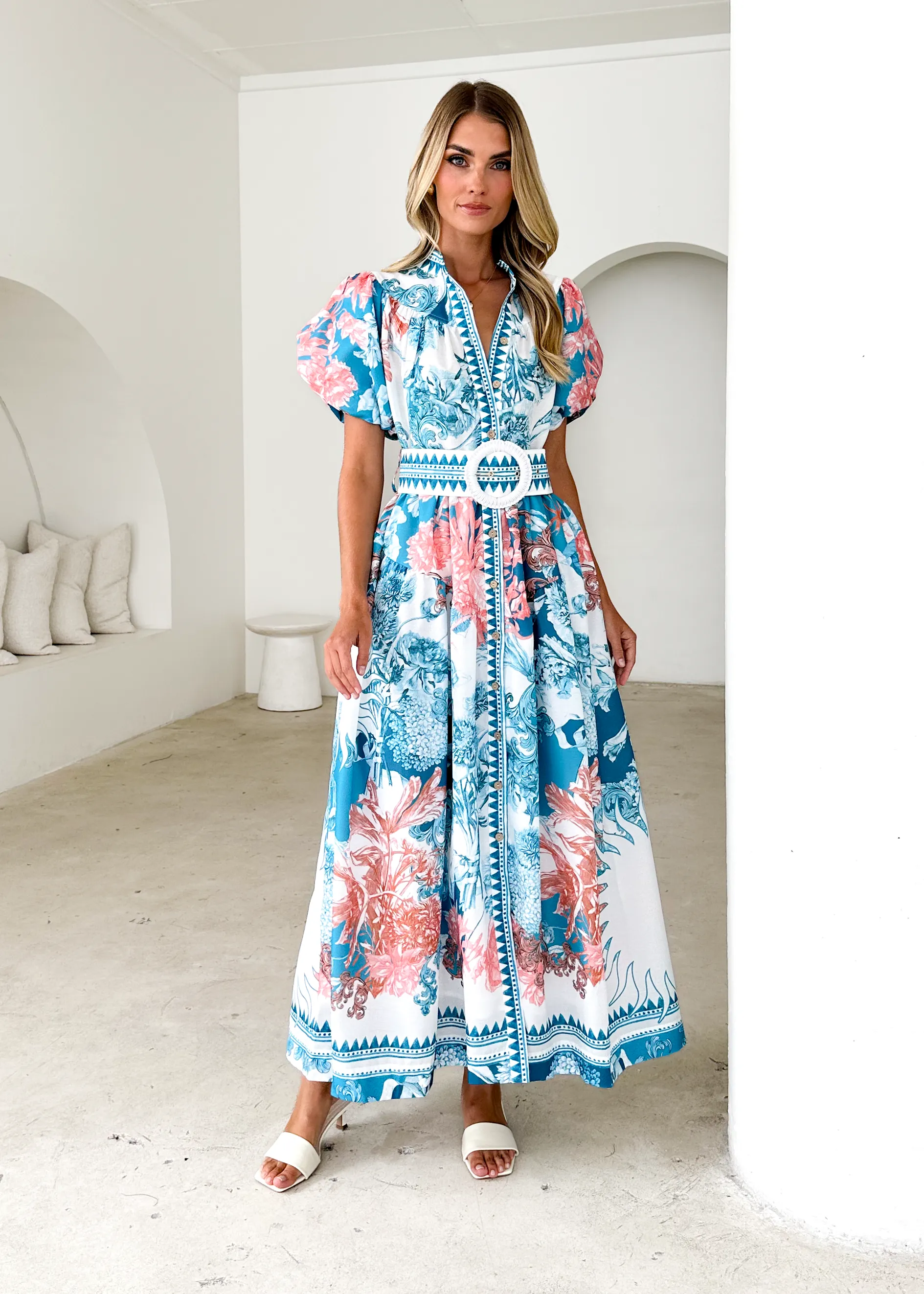 Porcia Maxi Dress - Coral Sea