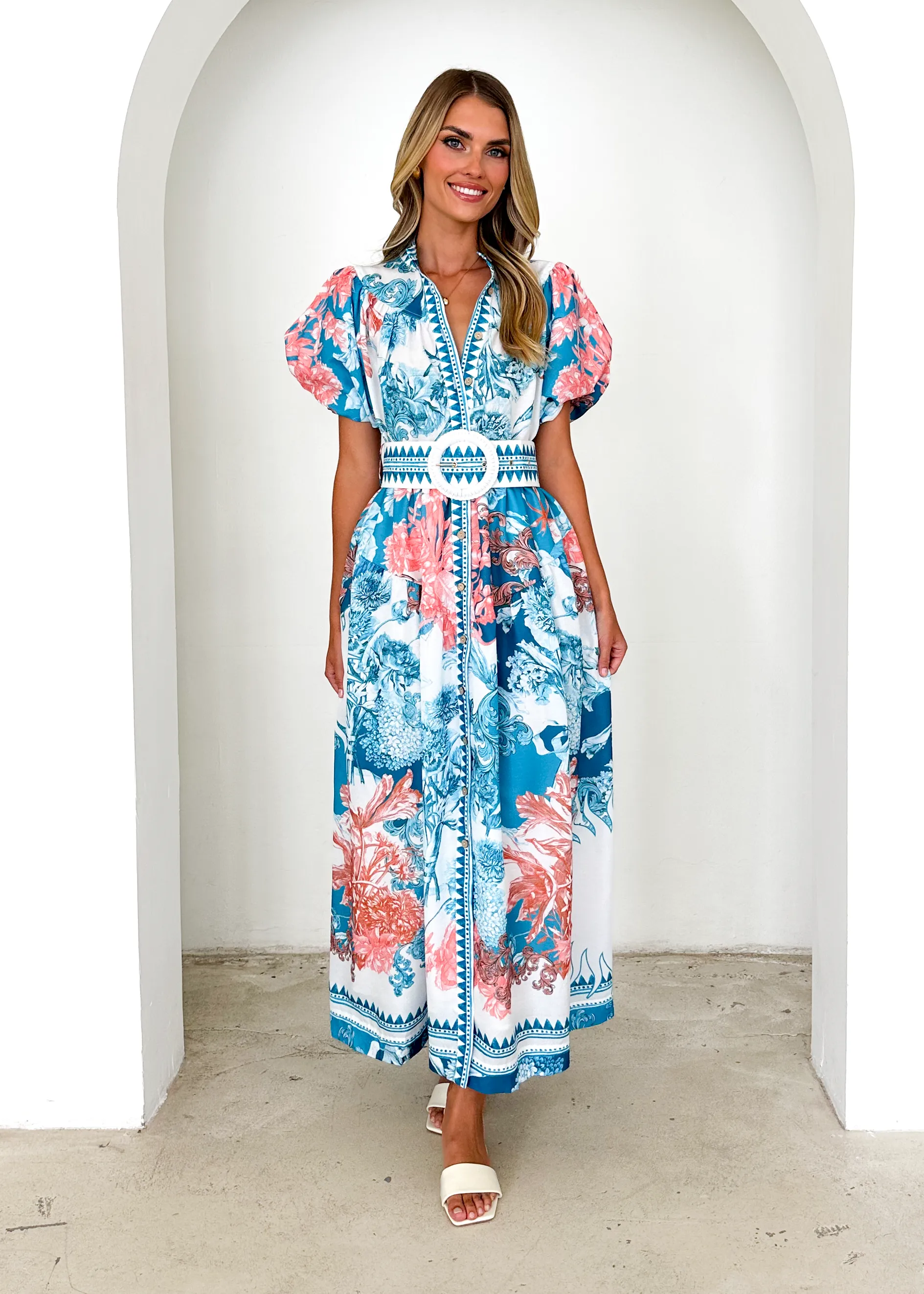 Porcia Maxi Dress - Coral Sea
