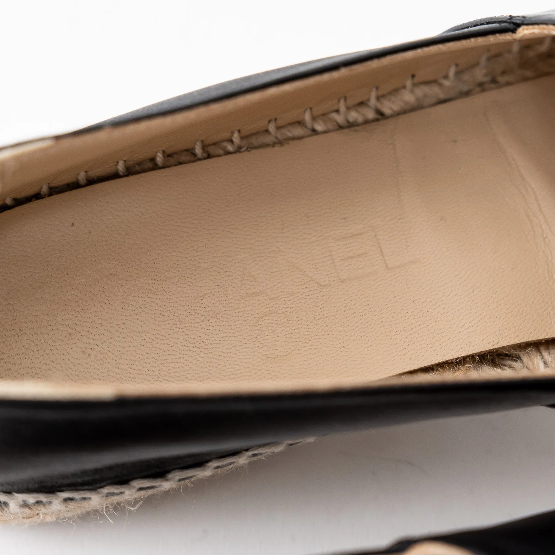 Pre-Loved Chanel™ Black Leather Espadrille Flats Size 38