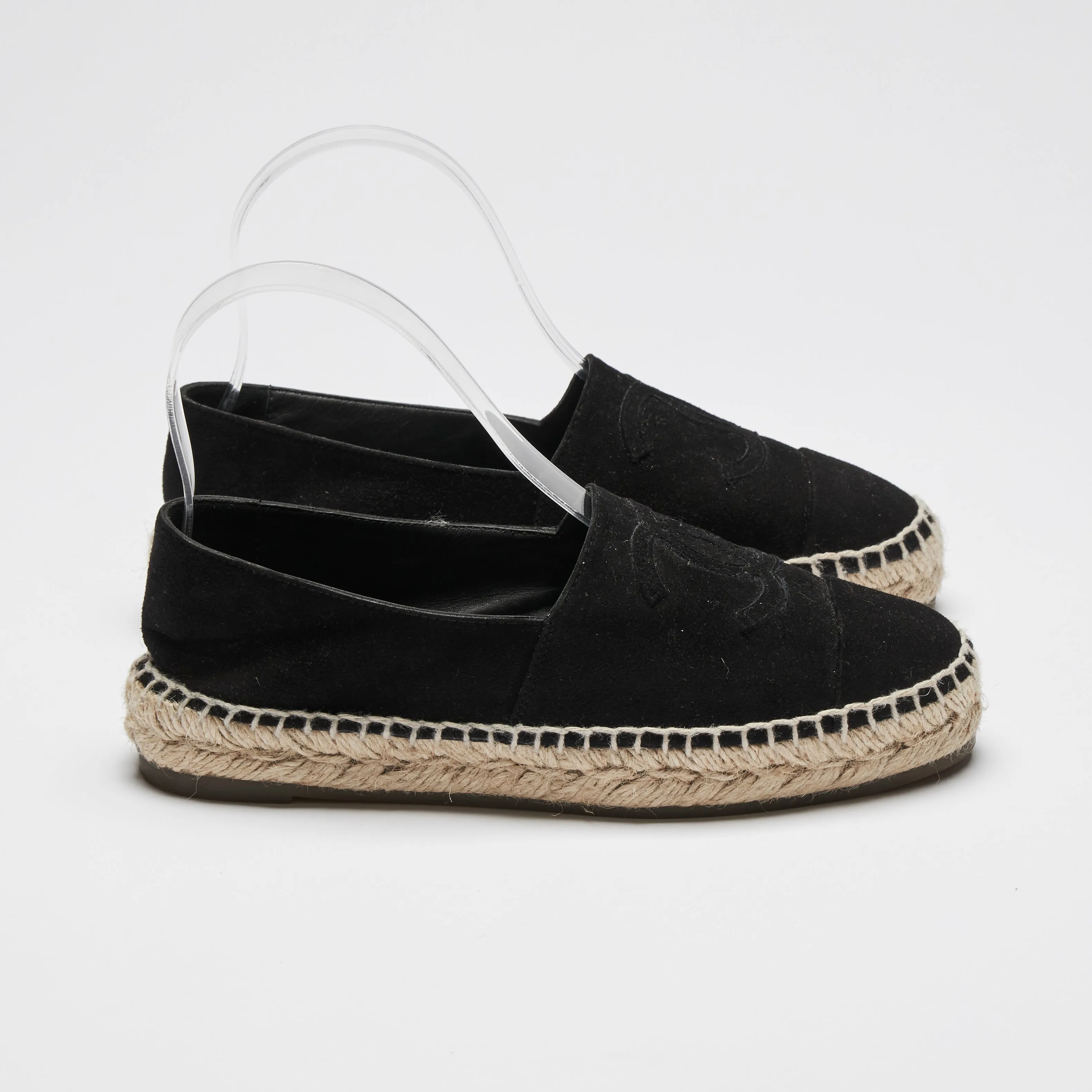 Pre-Loved Chanel ™ Black Suede Espadrilles Size 36