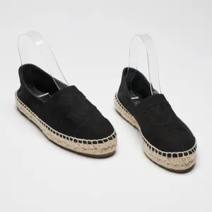 Pre-Loved Chanel ™ Black Suede Espadrilles Size 36
