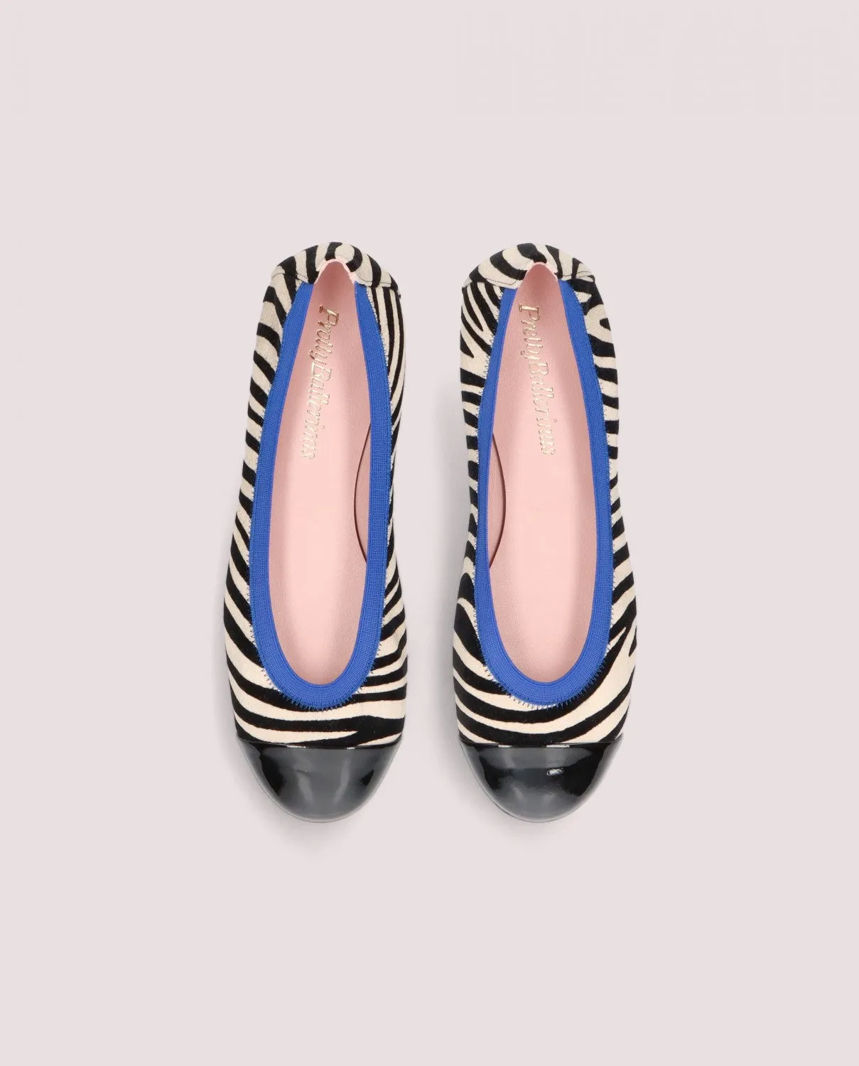 Pretty Ballerinas Ballerina i zebramønster med blått strikk
