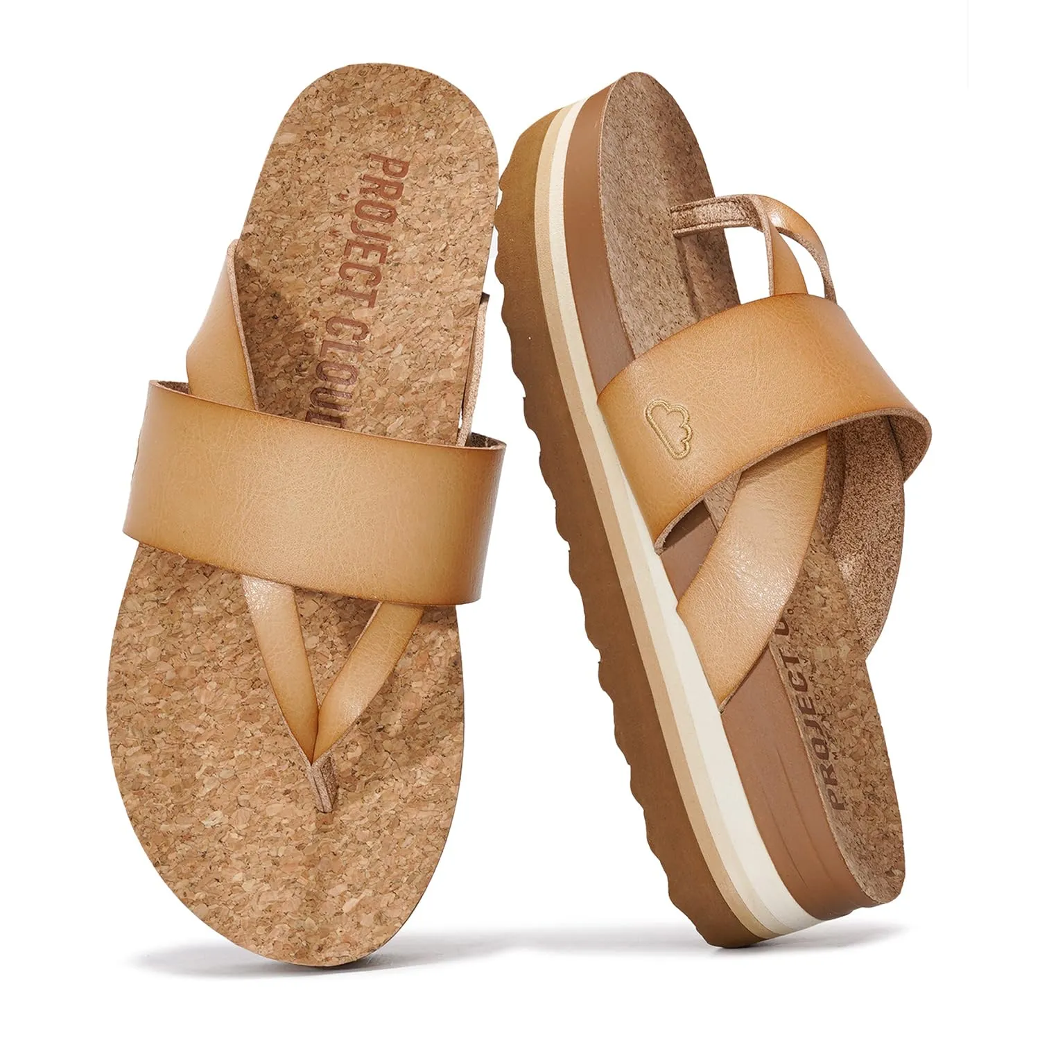 Project Cloud Fashion Womens Sandals - Memory Foam Insole and Comfortable Platform Sandals for Women 2025 - Lightweight and Non-slip Perfect Beach Slides (Raft, NATURAL, 9)
