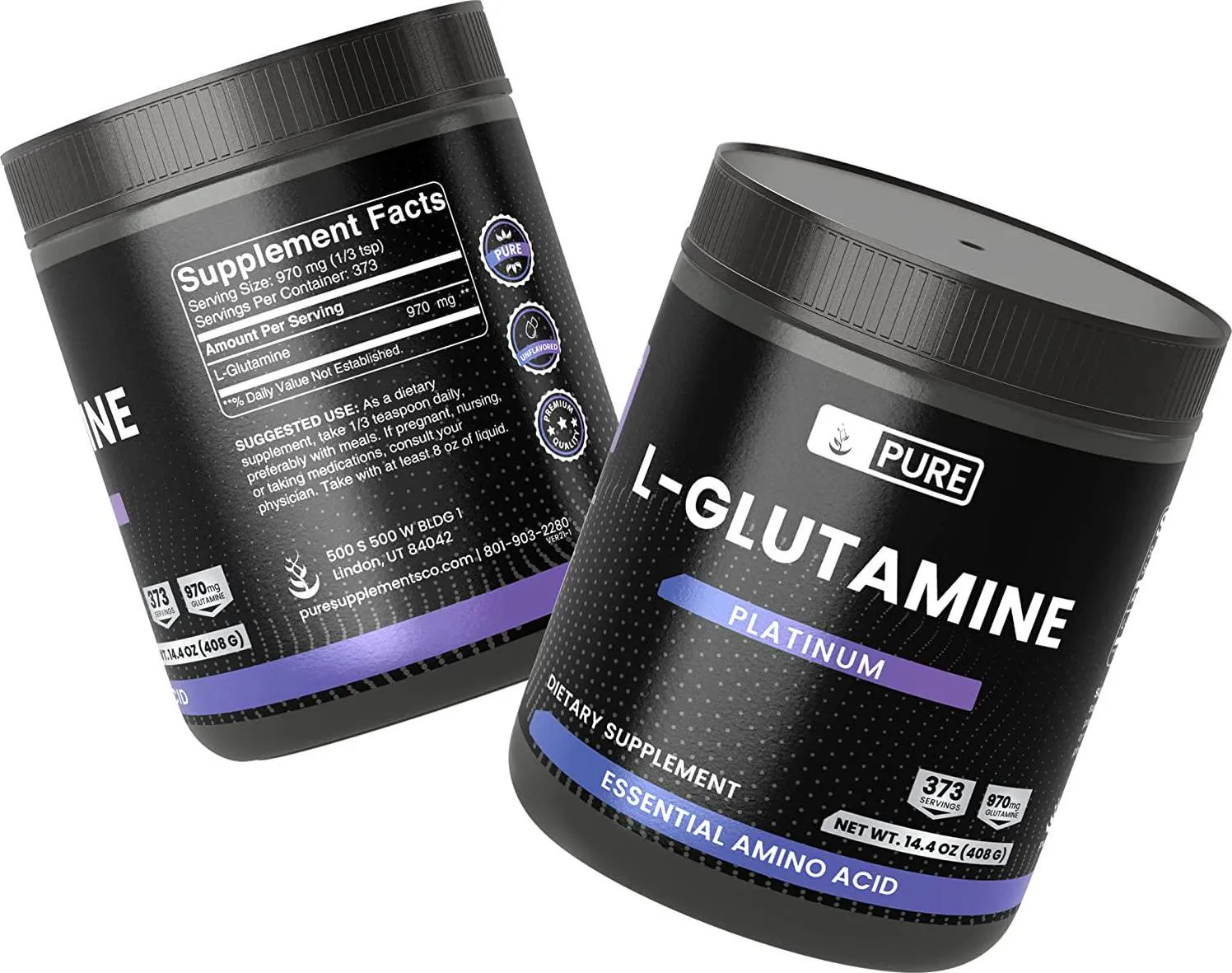 Pure Organic Ingredients L-Glutamine Powder, (12 oz), Natural Amino Acid, Flavorless, Always Pure