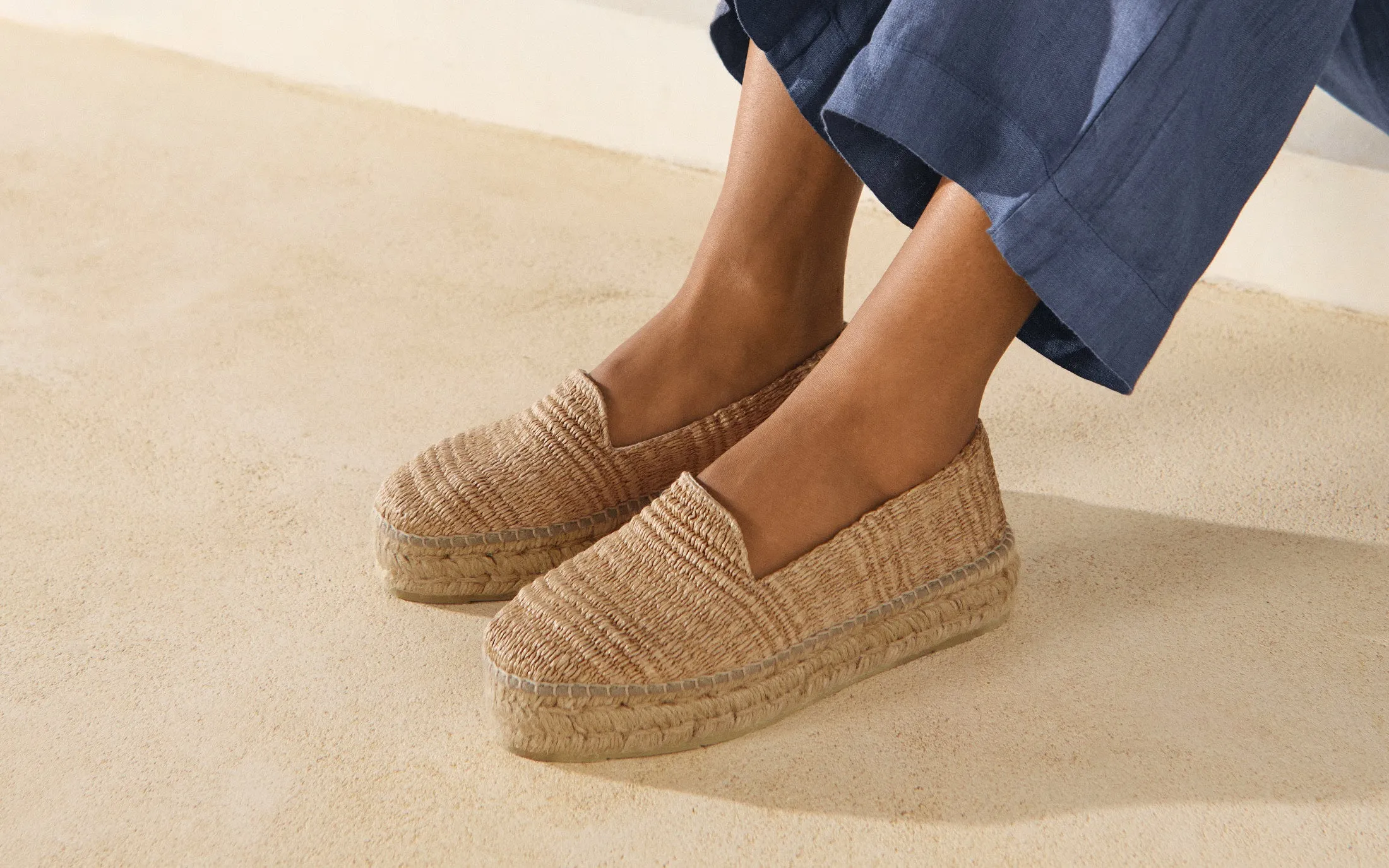Raffia Stripes Double Sole Espadrilles - H15D0 - Yucatán Natural