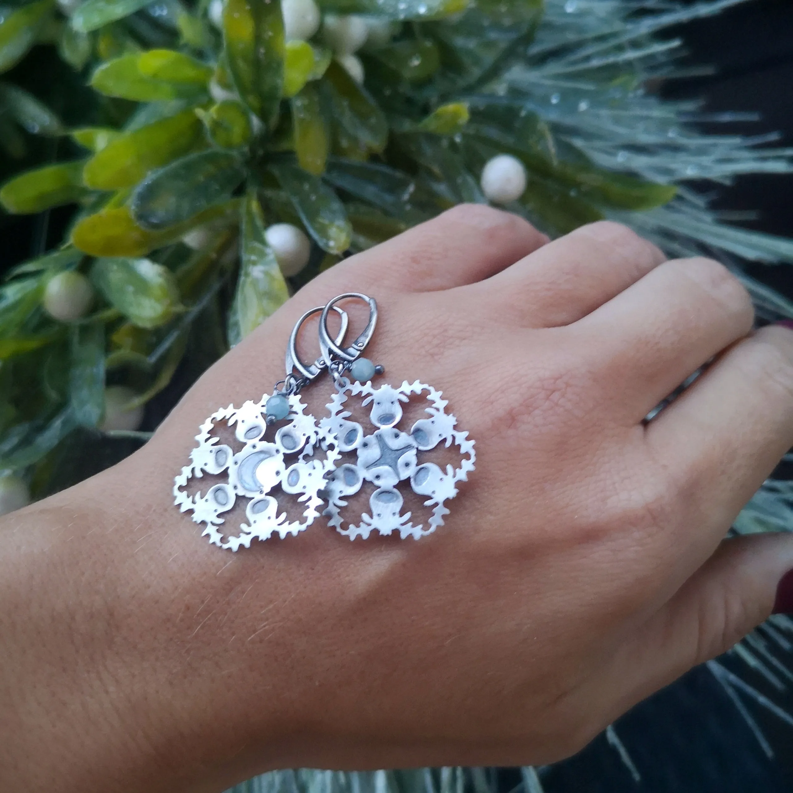 Reindeer Snowflake Earrings