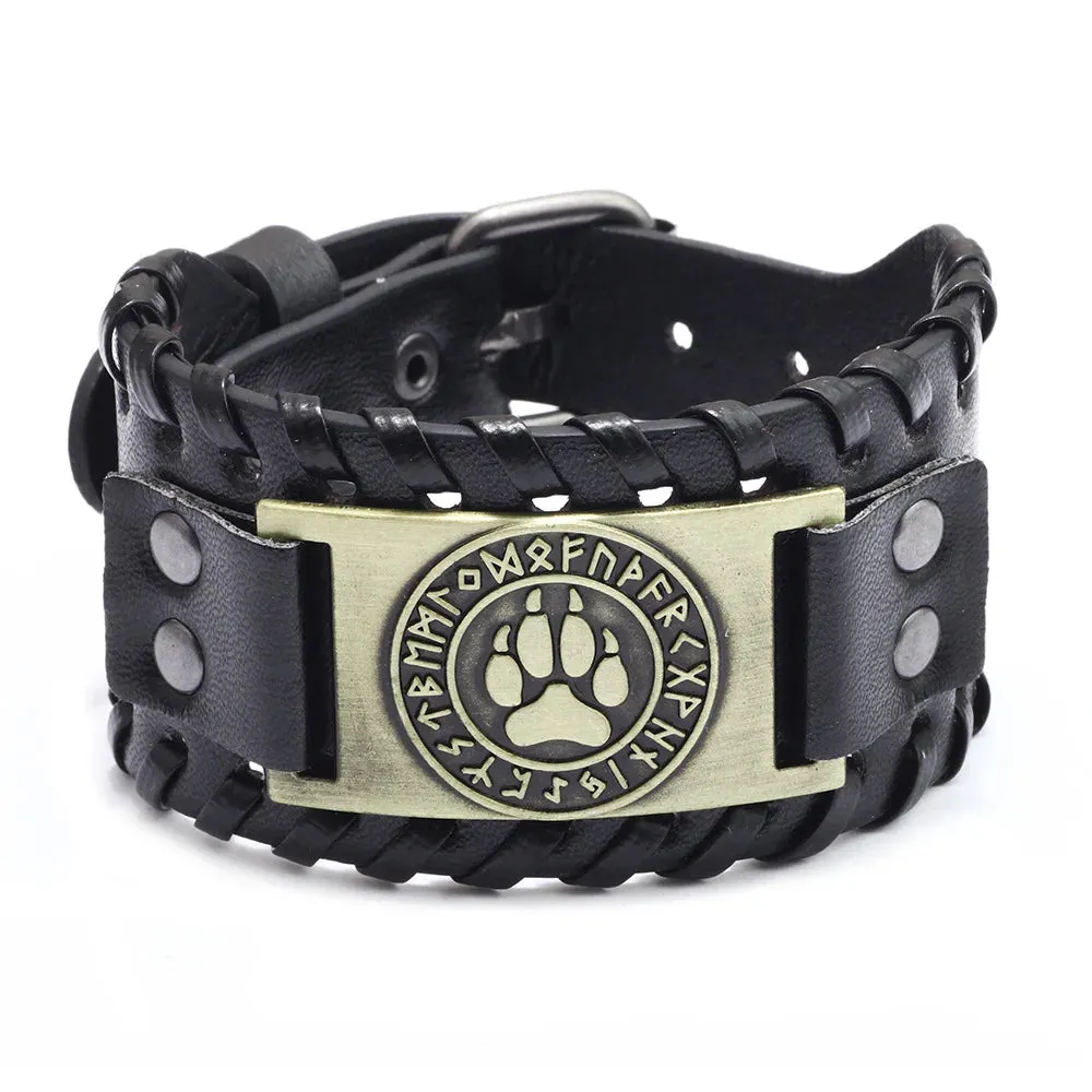 Retro Wide Leather Pirate Compass Bracelet