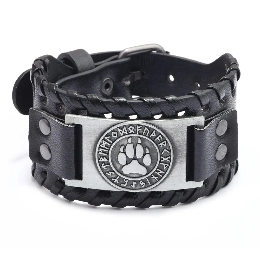 Retro Wide Leather Pirate Compass Bracelet