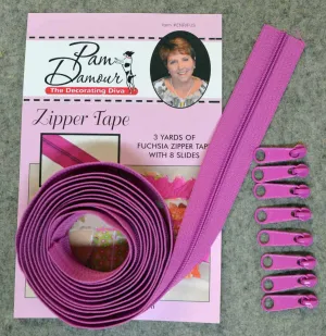 Reversible Coil Zipper Tape 3yds Fuschia 8 Slides