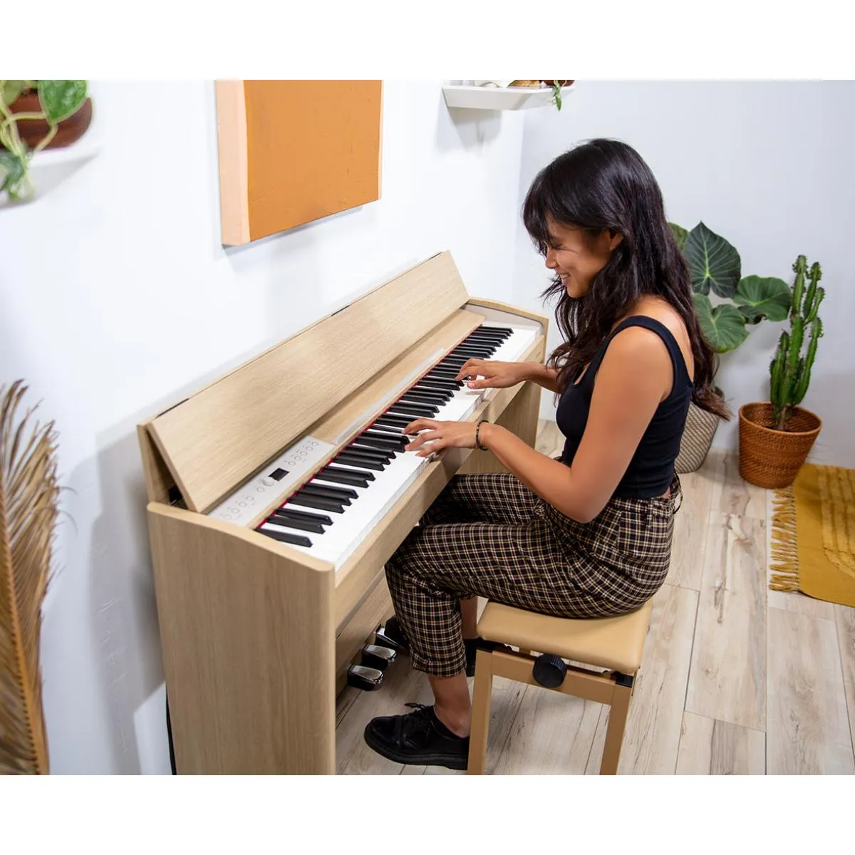 Roland F701 Digital Piano, Light Oak