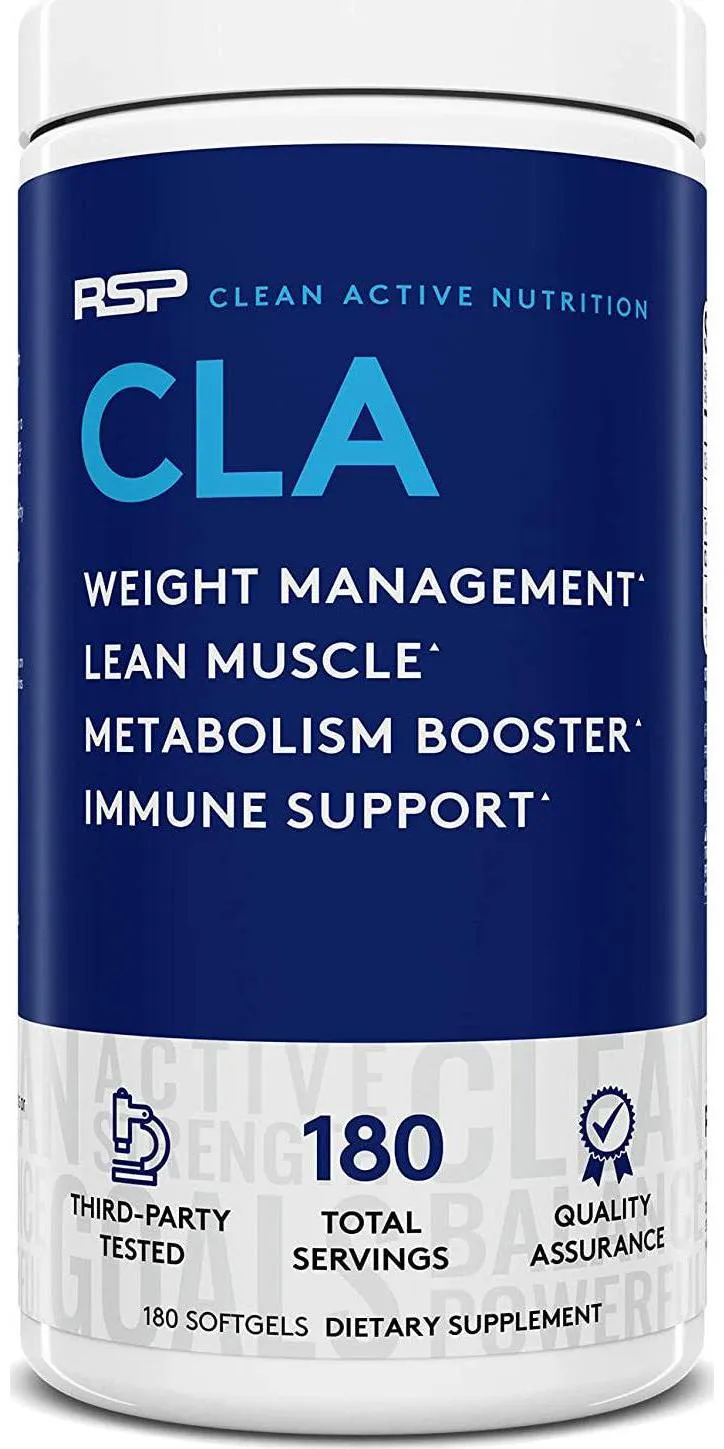RSP Nutrition CLA 1000 Conjugated Linoleic Acid Max Strength Softgels, Natural Stimulant Free Weight Loss Supplement, Fat Burner for Men and Women, 180 Ct. (Packaging May Vary)