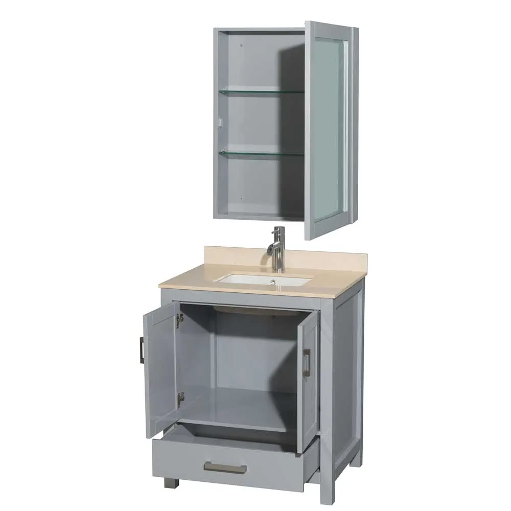 Sheffield 30 Inch Single Bathroom Vanity in Gray