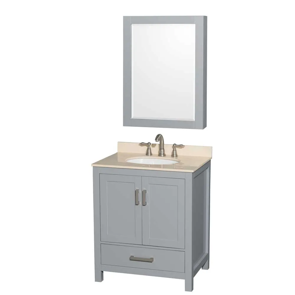 Sheffield 30 Inch Single Bathroom Vanity in Gray