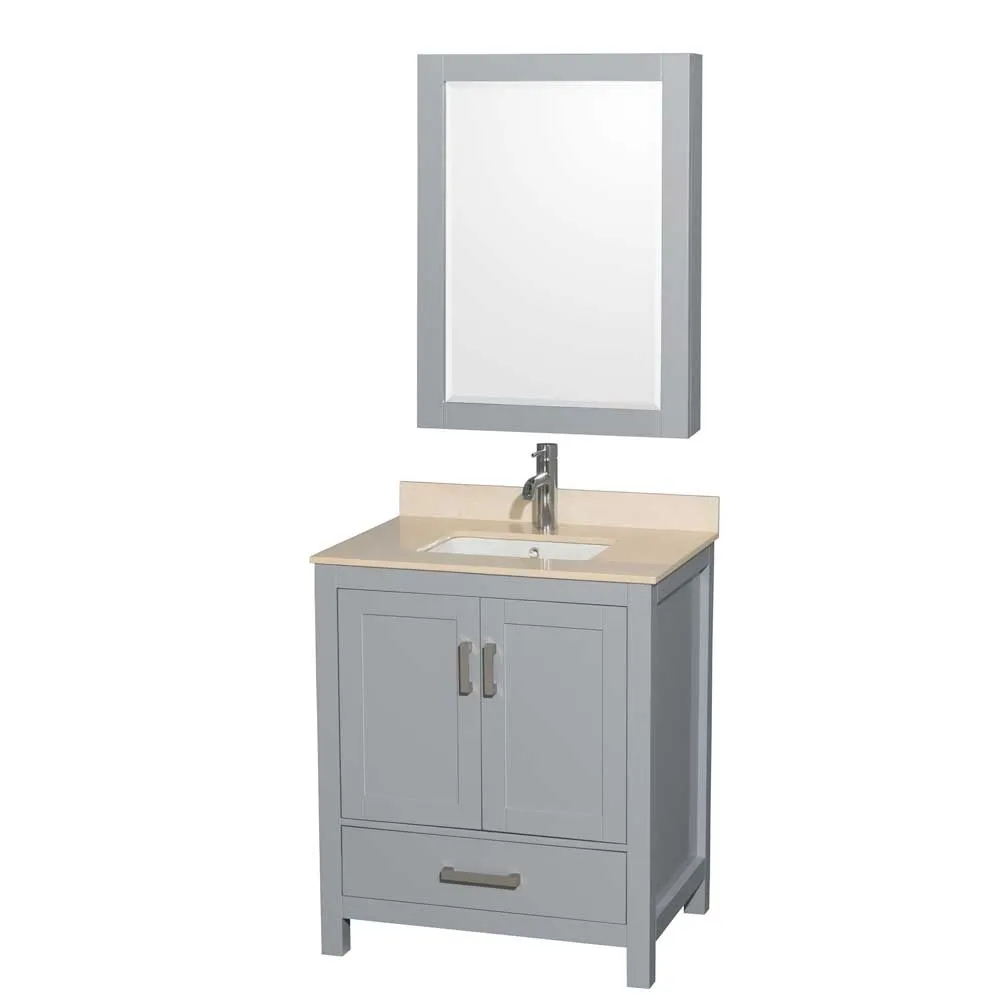 Sheffield 30 Inch Single Bathroom Vanity in Gray