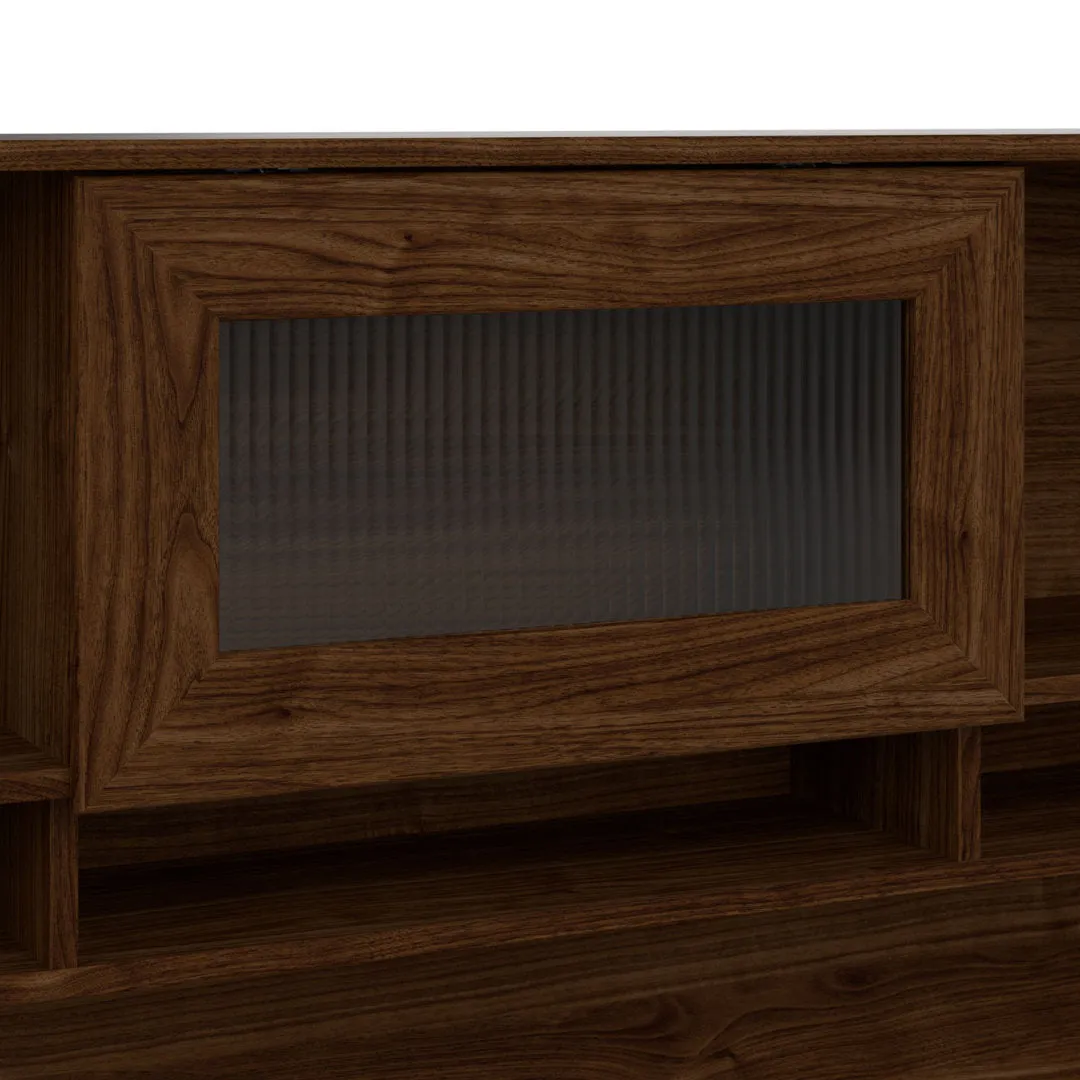 Shelonda L-Shape Executive Desk with Hutch Latitude Run® Color: Modern Walnut