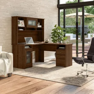 Shelonda L-Shape Executive Desk with Hutch Latitude Run® Color: Modern Walnut
