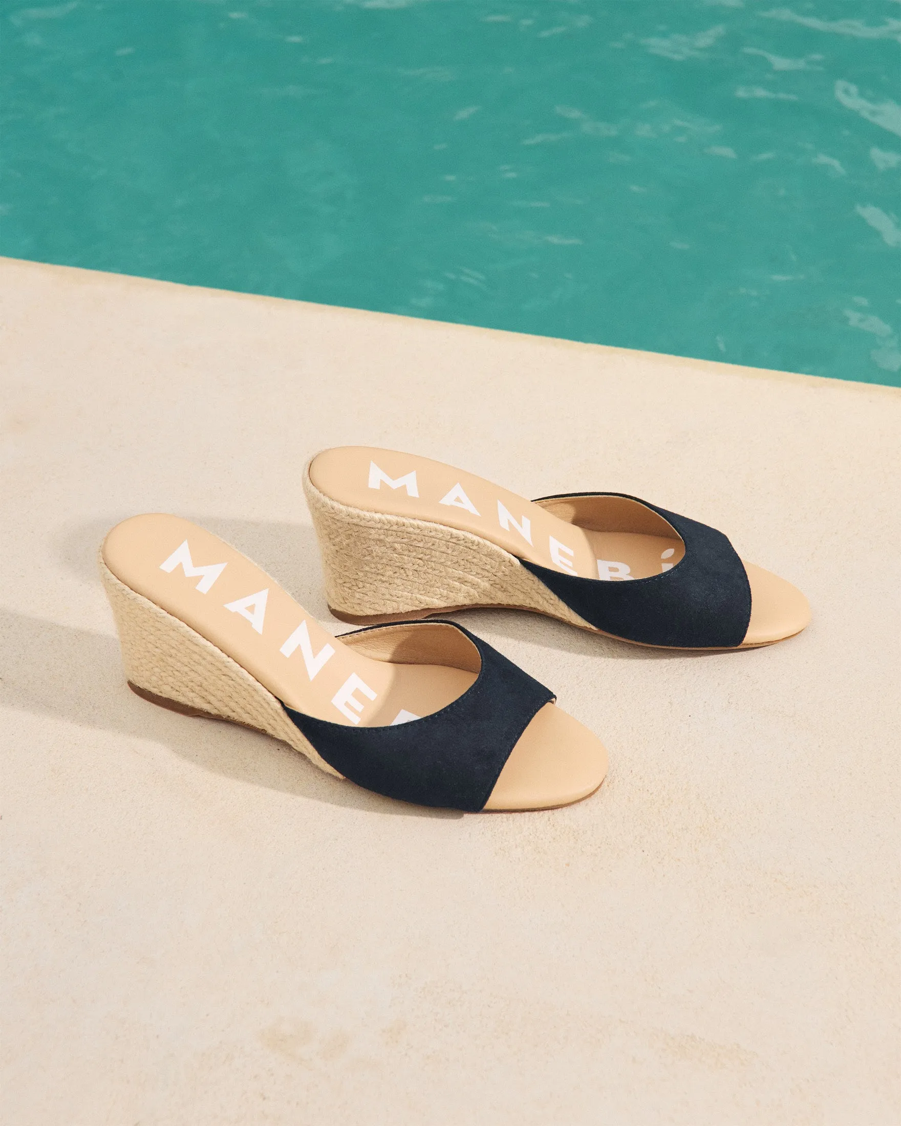 Soft Suede Mule Wedge Espadrilles - M15WZ - Hamptons Patriot Blue