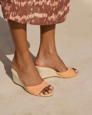 Soft Suede Mule Wedge Espadrilles - W26WZ - Hamptons Island Peach