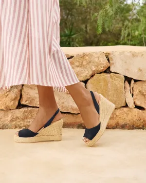 Soft Suede Slingback Wedge Espadrilles - M15WC - Hamptons Patriot Blue