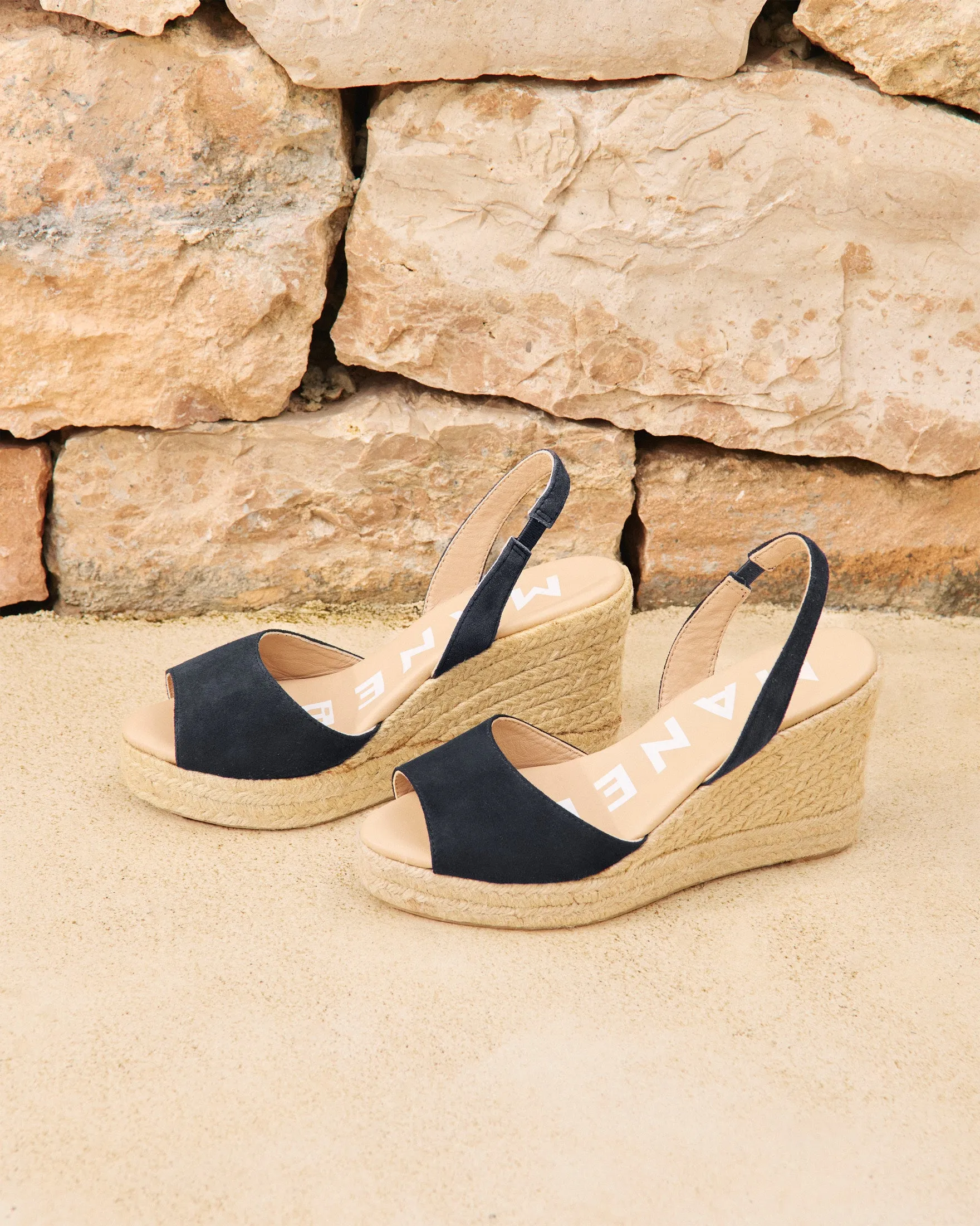 Soft Suede Slingback Wedge Espadrilles - M15WC - Hamptons Patriot Blue