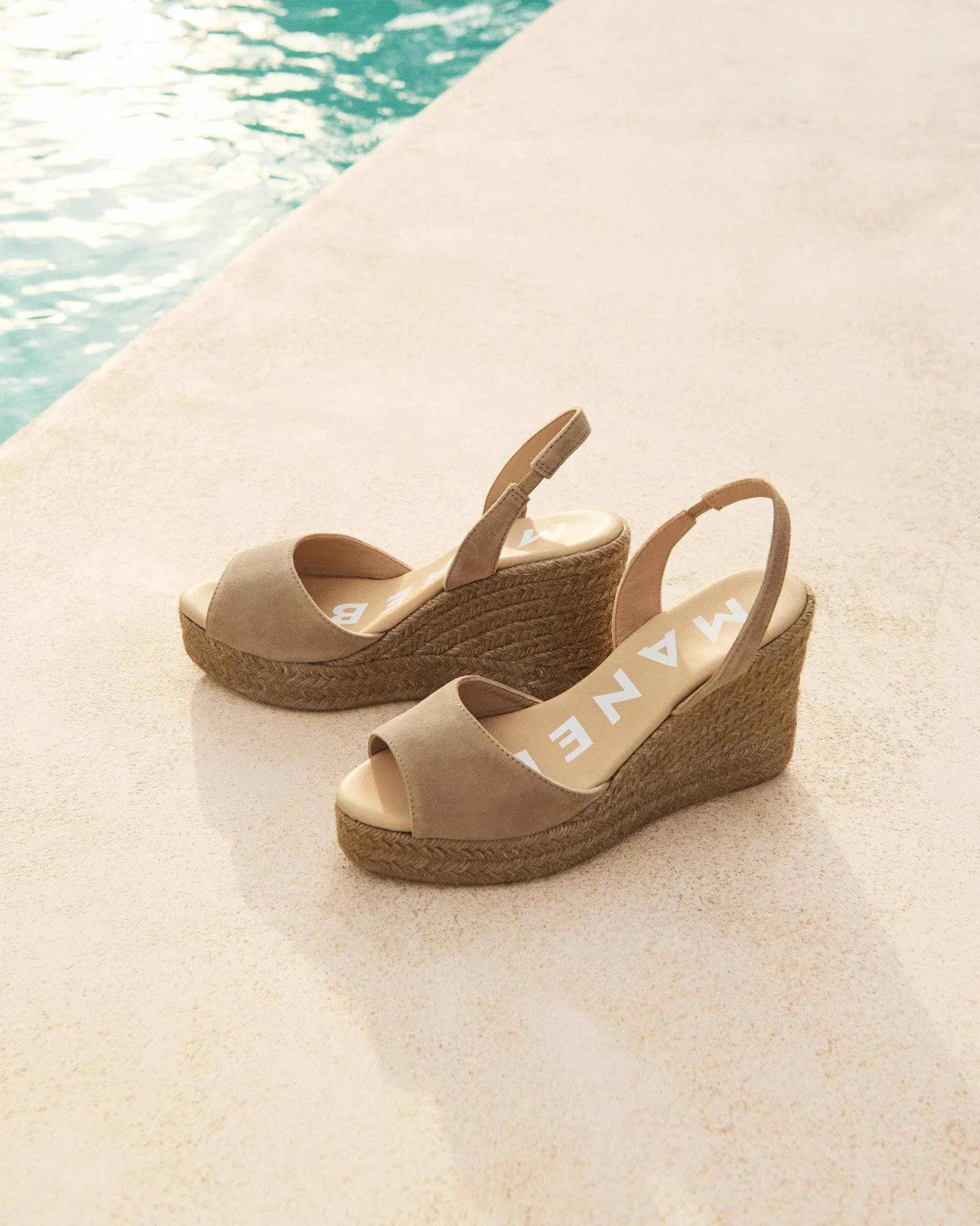 Soft Suede Slingback Wedge Espadrilles - W16WC - Hamptons Vintage Taupe On Tone