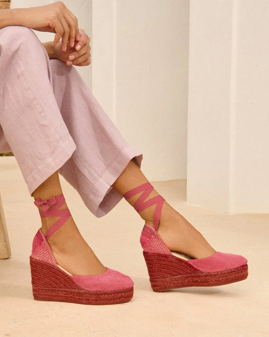 Soft Suede Wedge Espadrilles - W21WV - Hamptons Terracotta On Tone