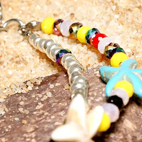 Softones Blue Starfish Turtle Anklet Multilayer Charm Beads Sea Handmade Boho Anklet Foot Jewelry for Women