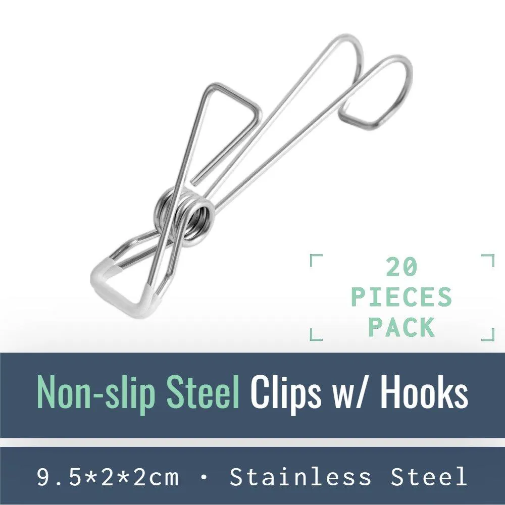 Stainless Steel Clips on Hooks - Firm Grip Wire Clothes Pins_PB