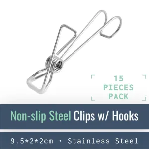 Stainless Steel Clips on Hooks - Firm Grip Wire Clothes Pins_PB