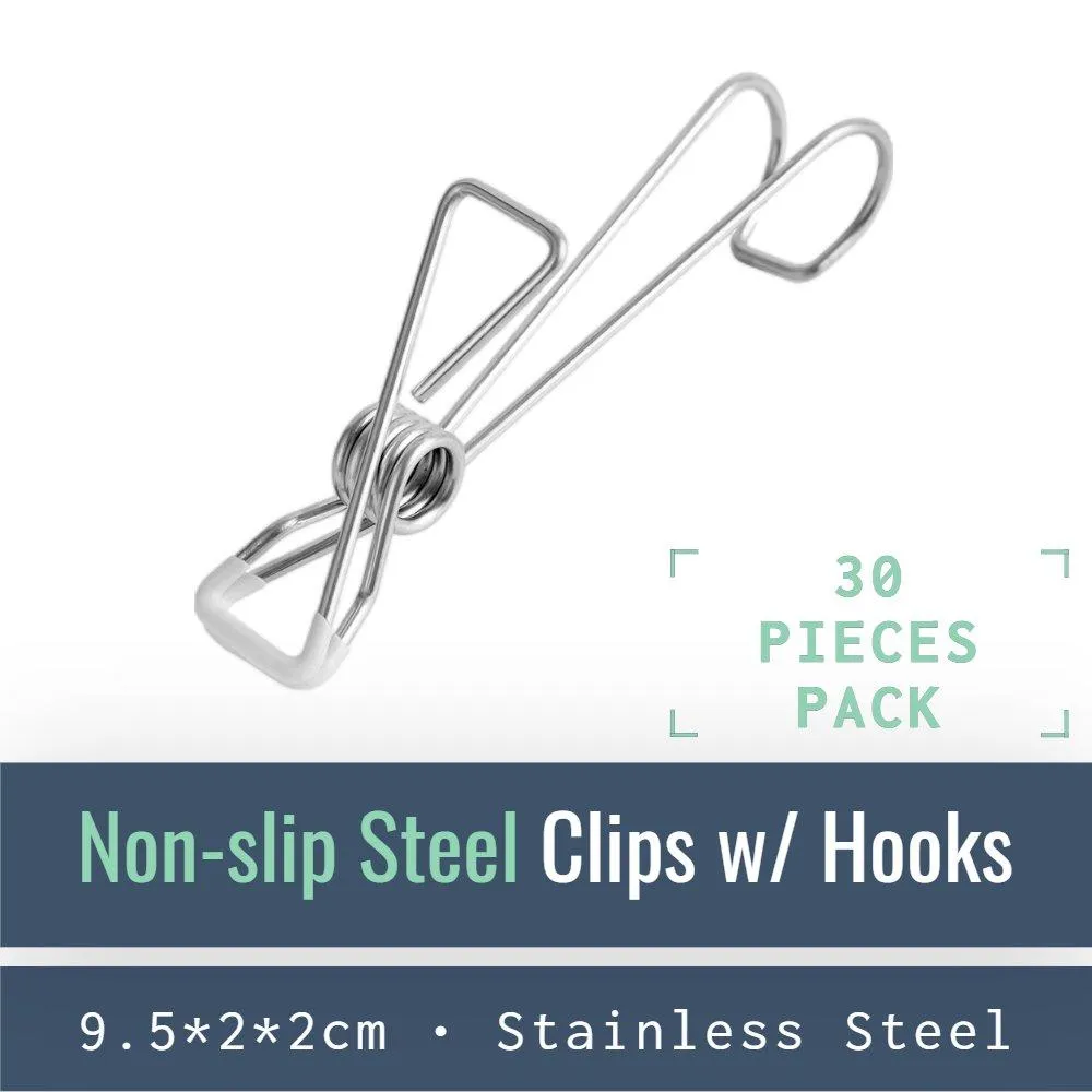 Stainless Steel Clips on Hooks - Firm Grip Wire Clothes Pins_PB