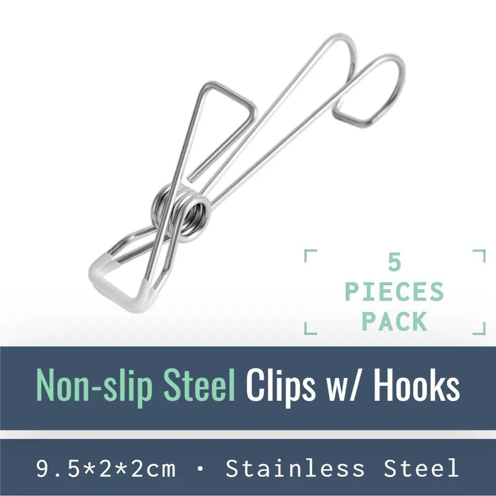 Stainless Steel Clips on Hooks - Firm Grip Wire Clothes Pins_PB