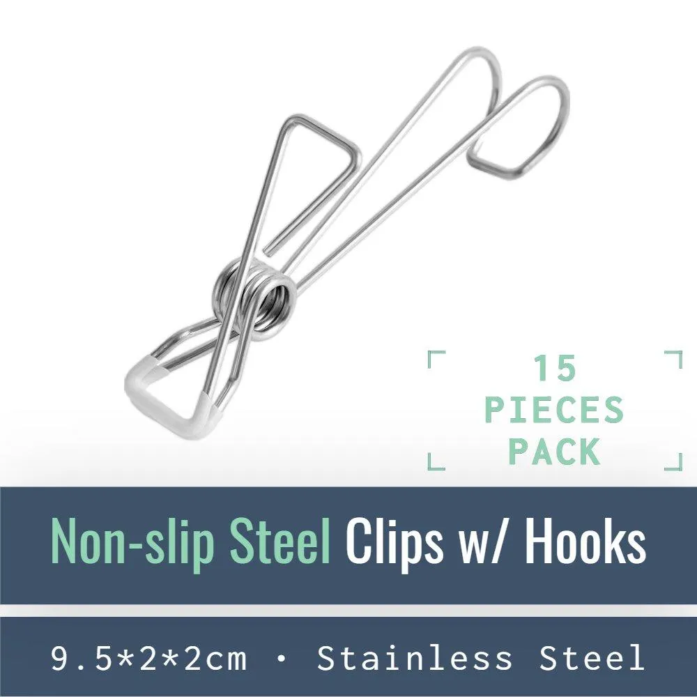 Stainless Steel Clips on Hooks - Firm Grip Wire Clothes Pins_PB