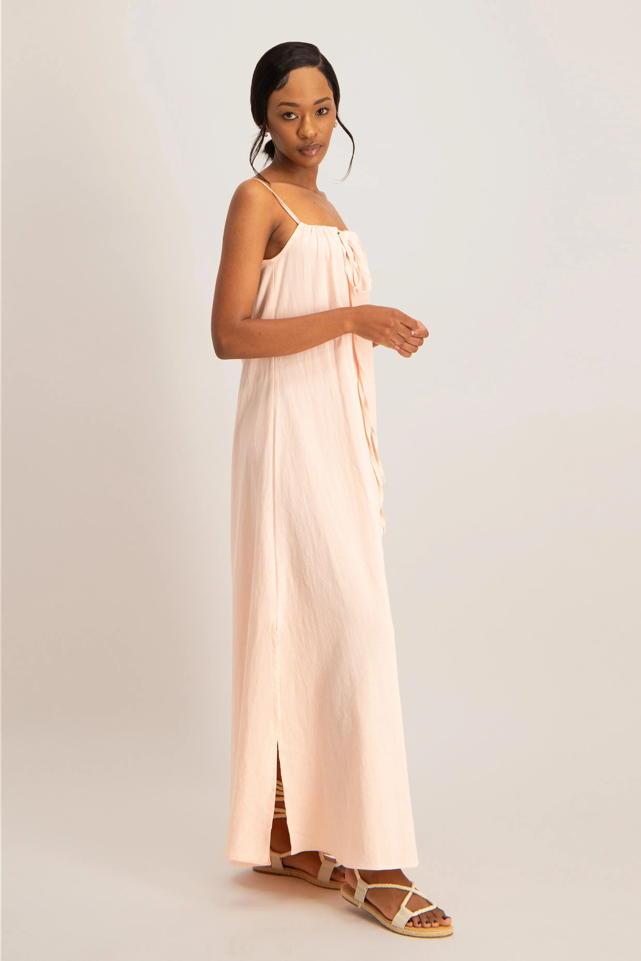 Strappy Tie Front Maxi Dress