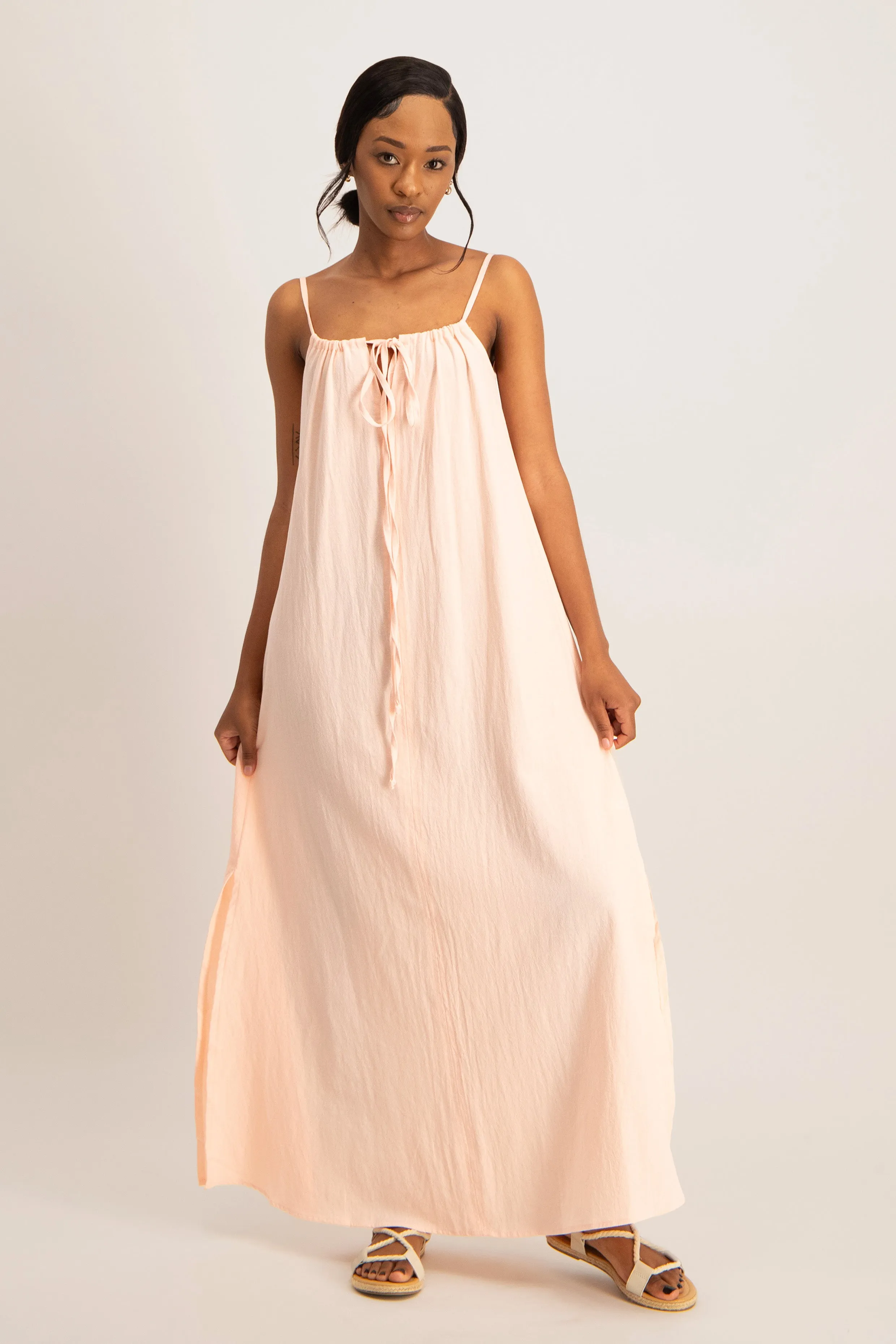Strappy Tie Front Maxi Dress