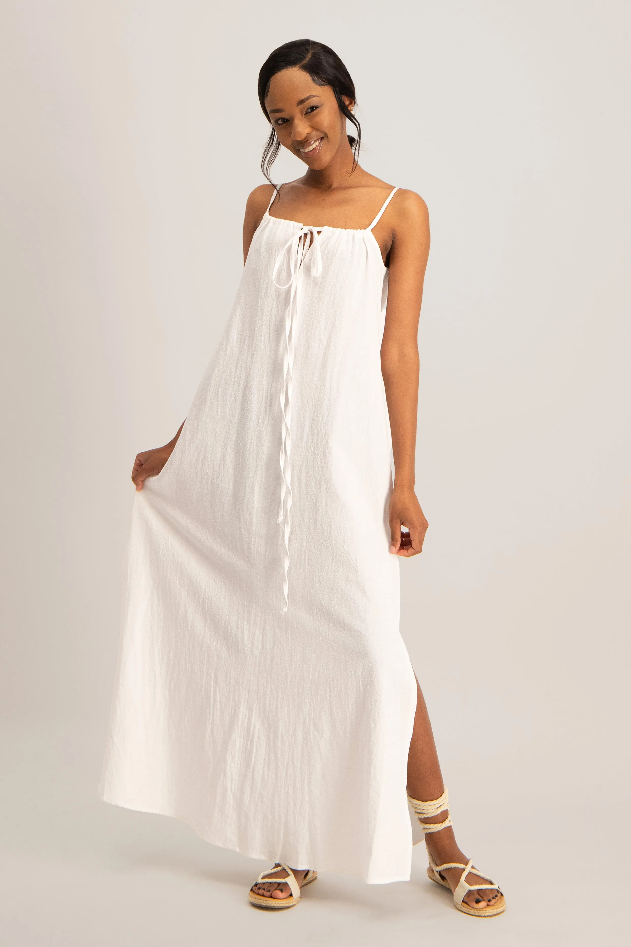 Strappy Tie Front Maxi Dress