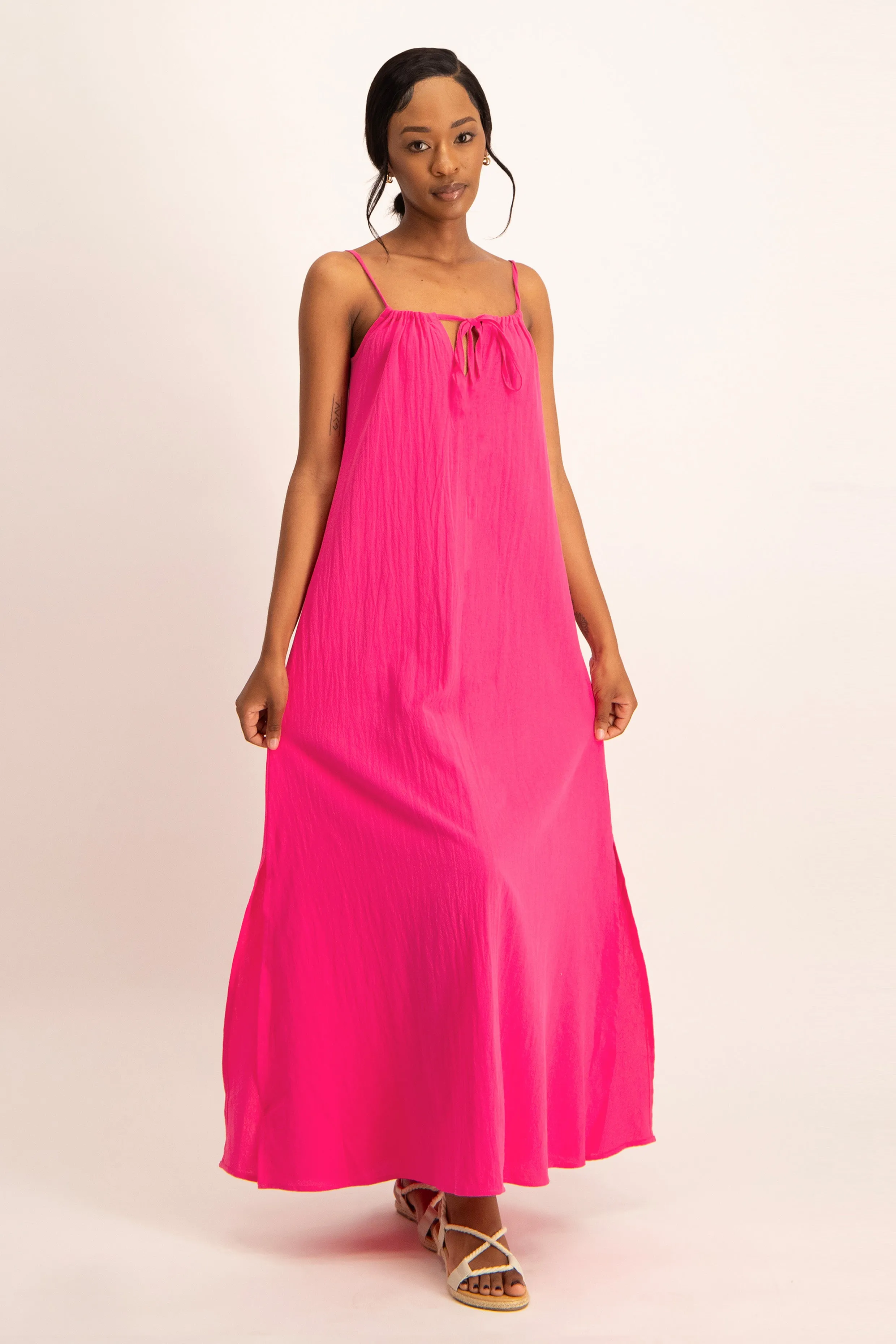 Strappy Tie Front Maxi Dress