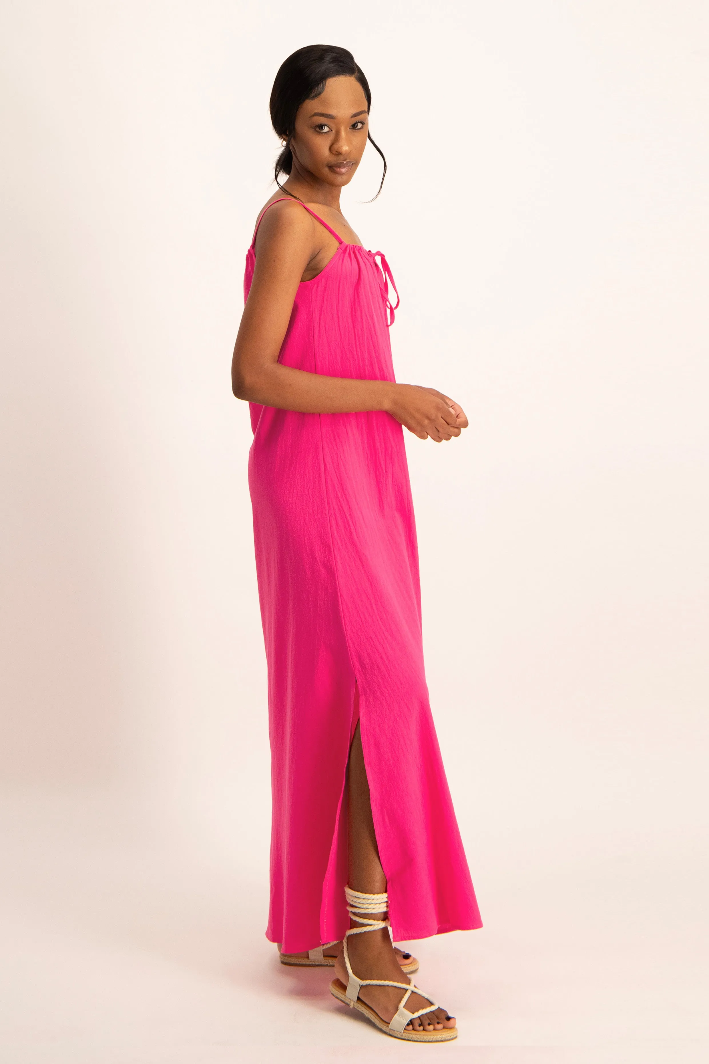 Strappy Tie Front Maxi Dress