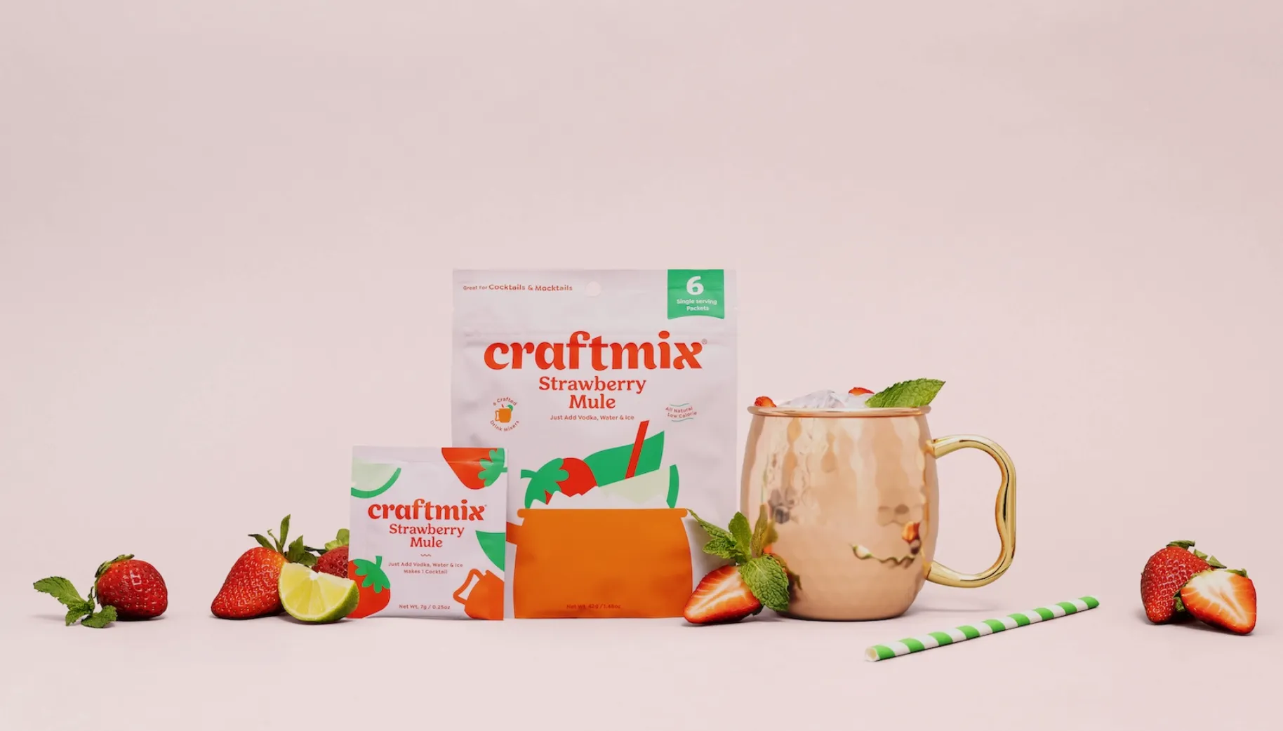 Strawberry Mule Drink Mixer - 6 Servings Multipack