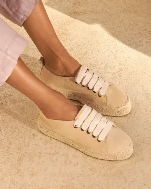 Suede Lace-Up Espadrilles - K11E0 - Hamptons Champagne Beige