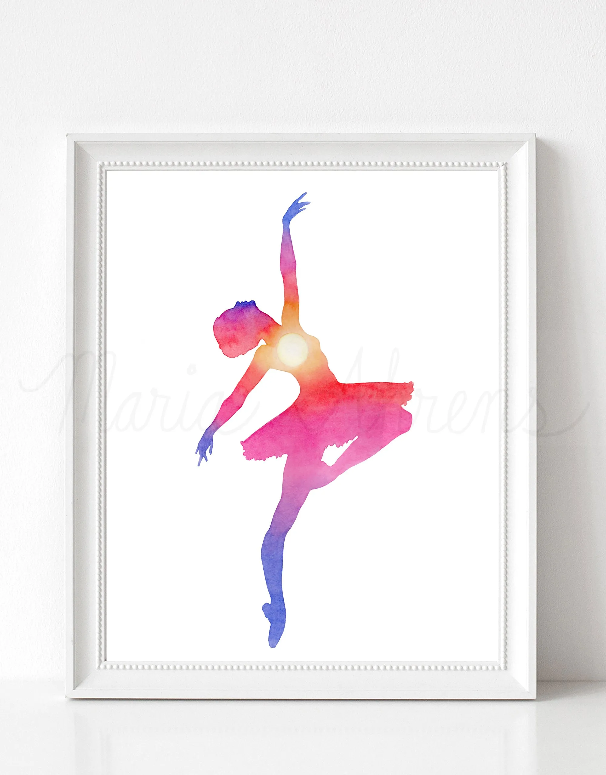 Sunset Dancer Ballerina Watercolor Art Print