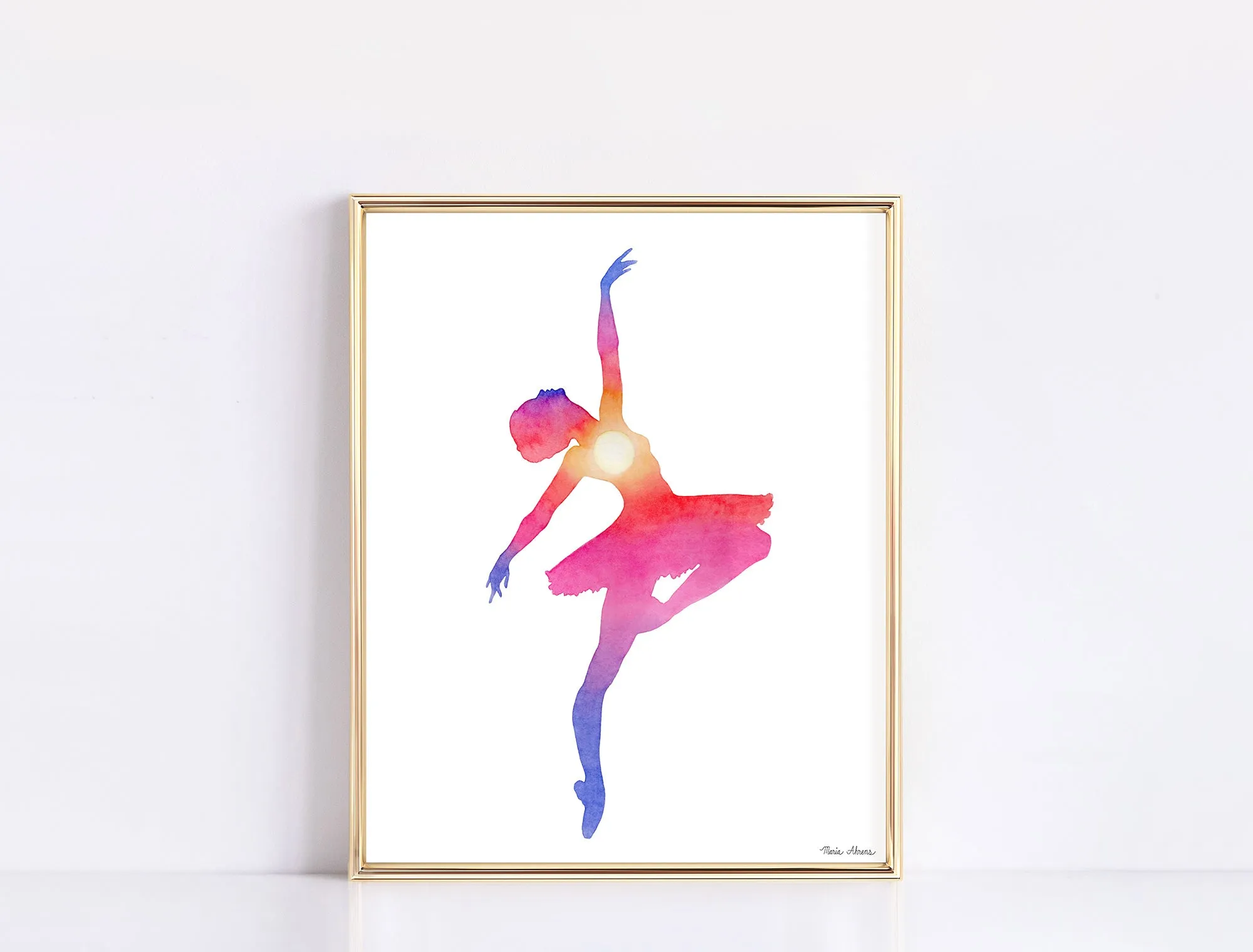 Sunset Dancer Ballerina Watercolor Art Print