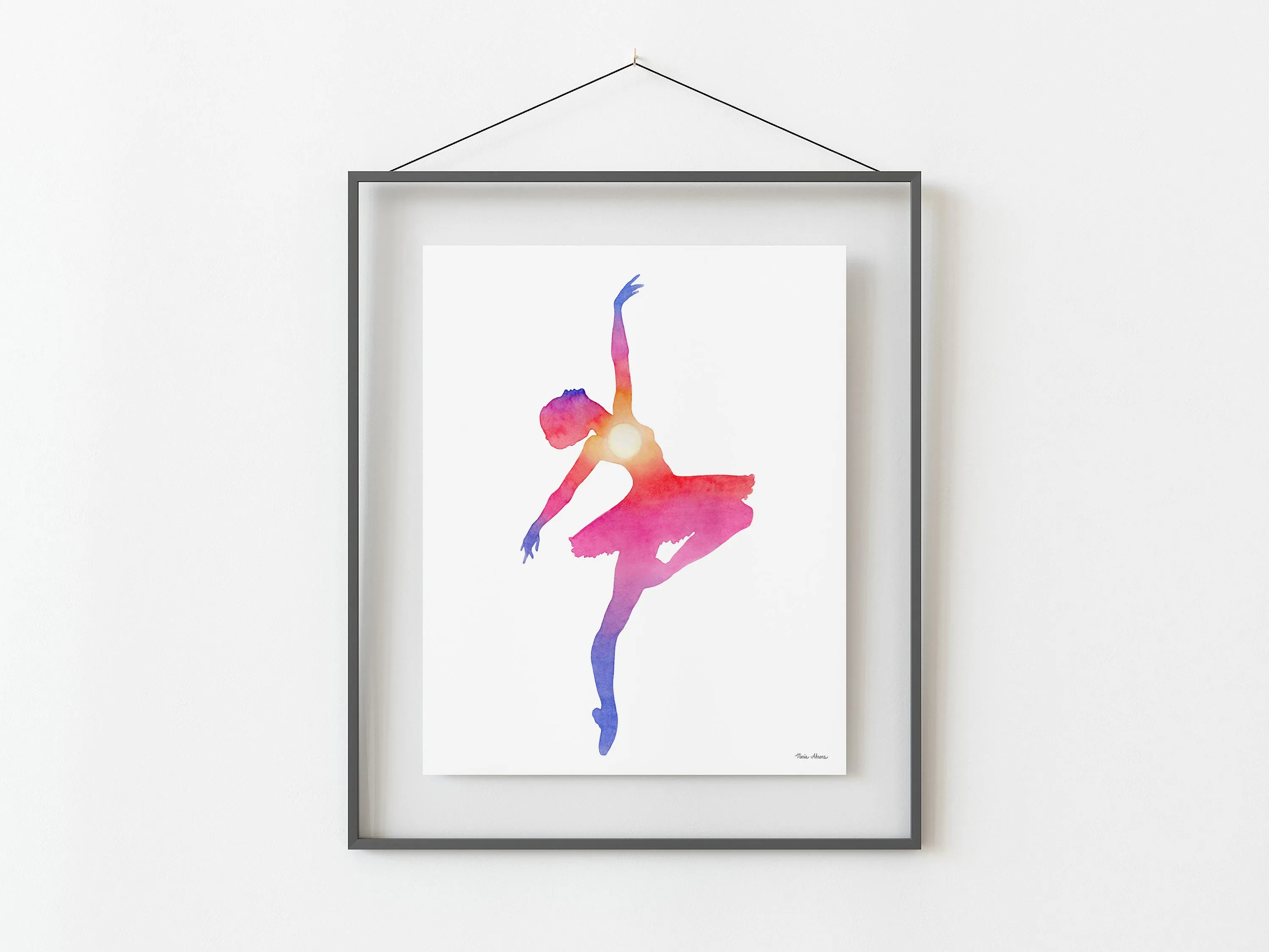 Sunset Dancer Ballerina Watercolor Art Print
