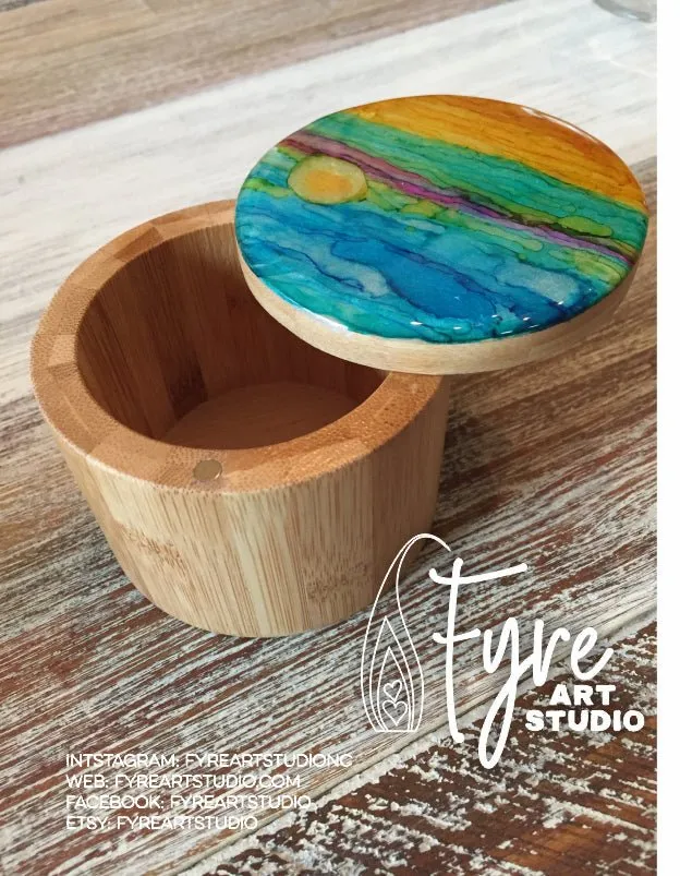 Sunshine Painting on Cute Bamboo Salt Box
