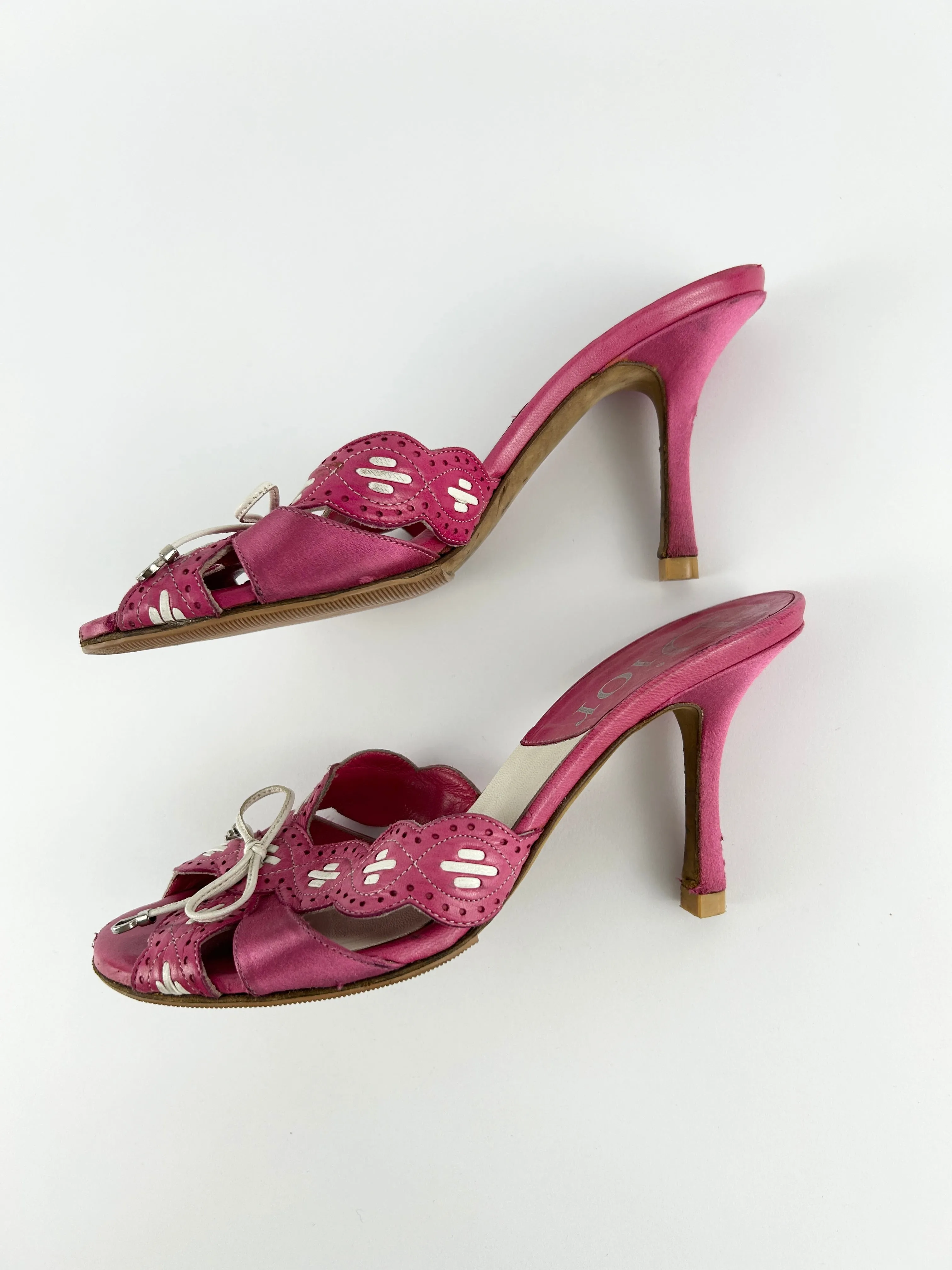 Vintage Christian Dior Flower Heels Mules