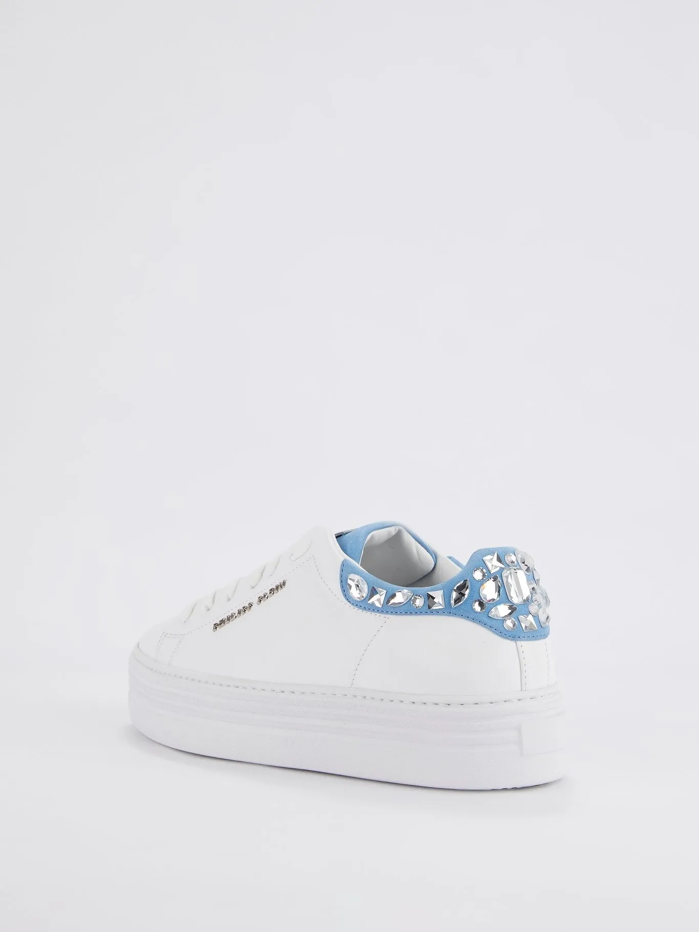 White Crystal Studded Platform Trainers