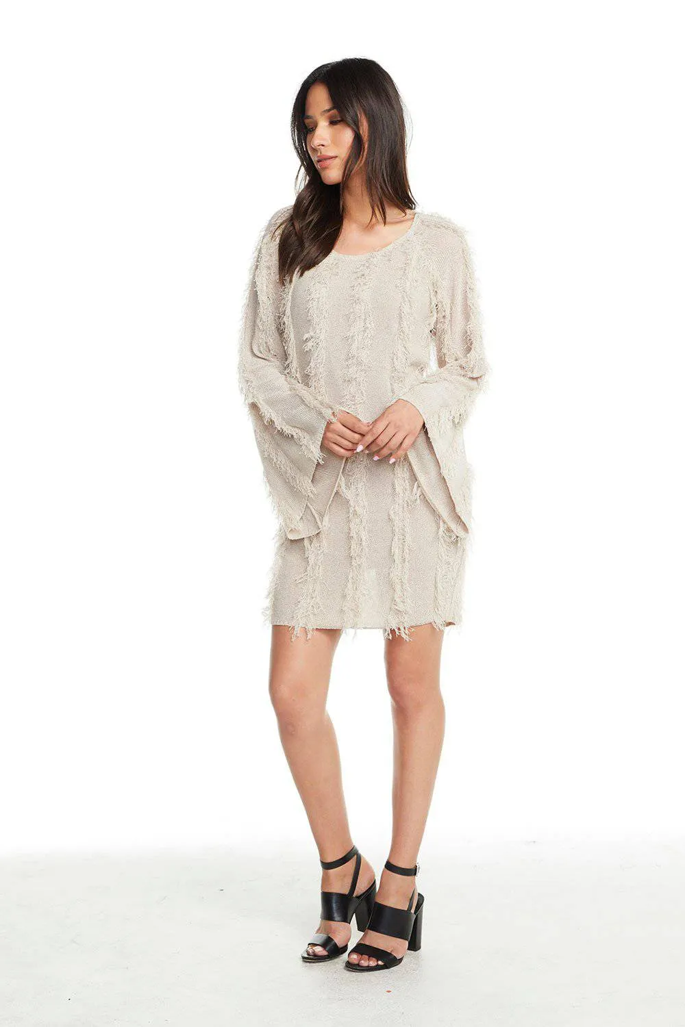 Wide Neck Raglan Sweater Dress
