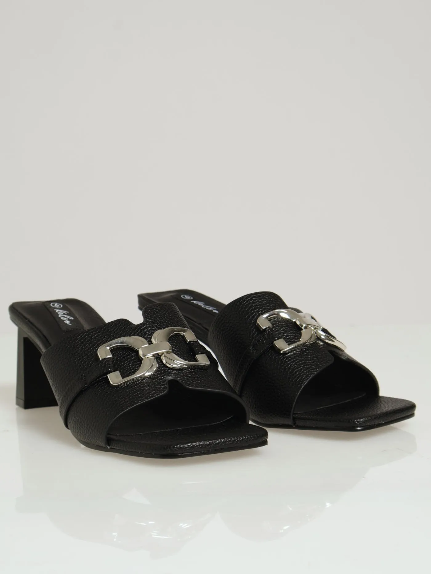 Wide Square Toe Mule Heel - Black