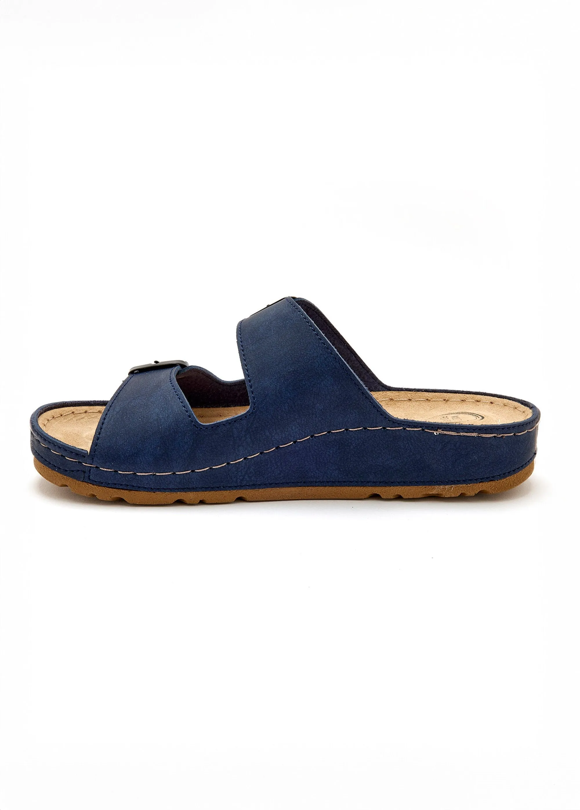 Wide width foot reflexology mules