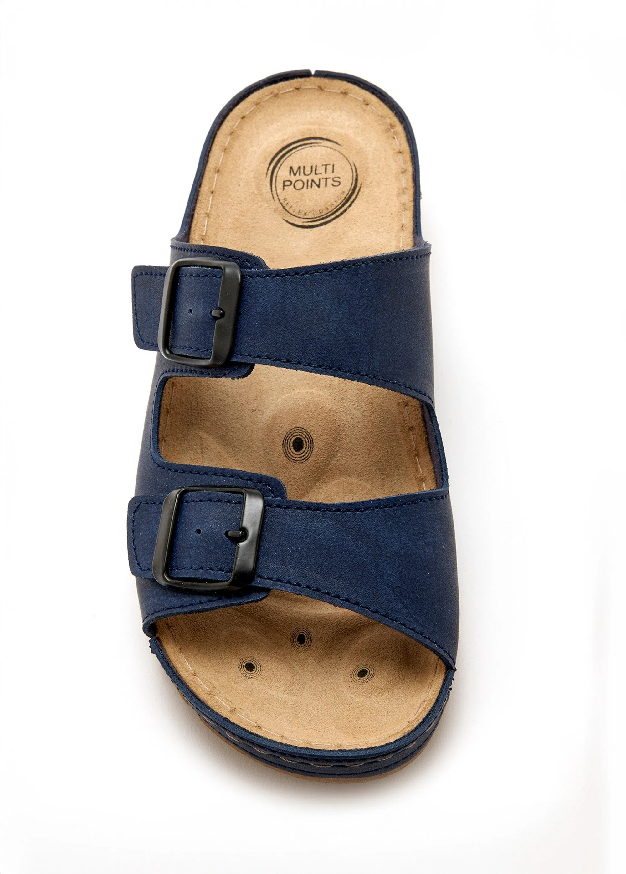 Wide width foot reflexology mules