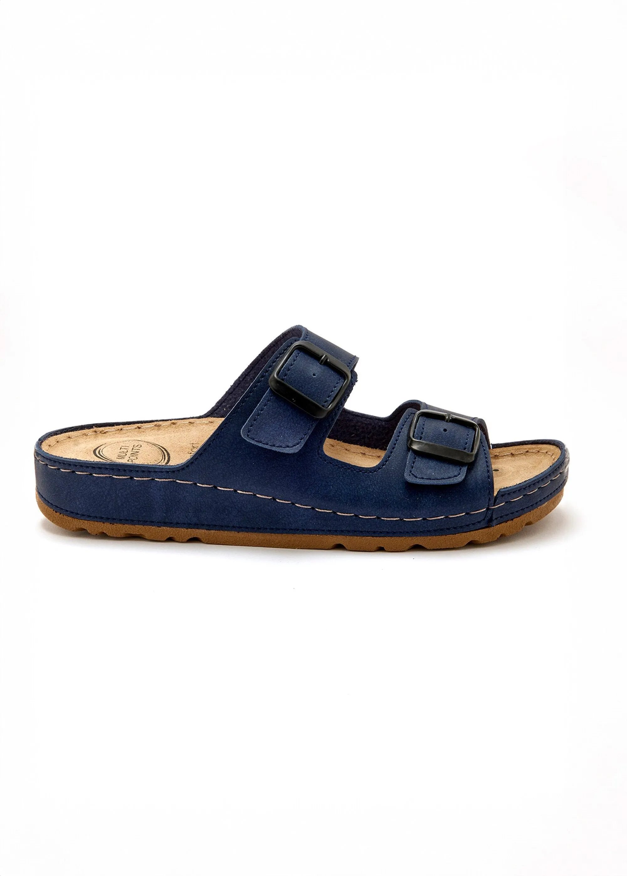 Wide width foot reflexology mules